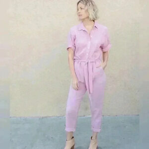 XIRENA Theo Jumpsuit White Cotton Size M